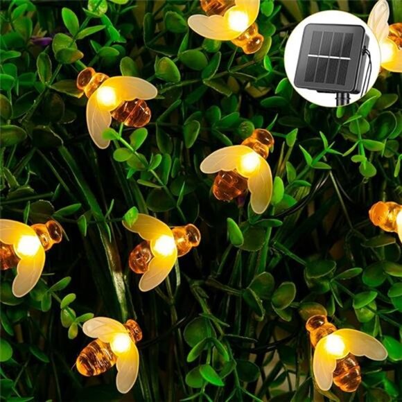 Honeybee Fairy Lights with 8 Lighting Modes Waterproof Solar Bumble Bee - Picture 7 of 7